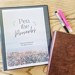 Pen the Proverbs cover printed inside a notebook clear cover with a pen, highlighter, and notebook.