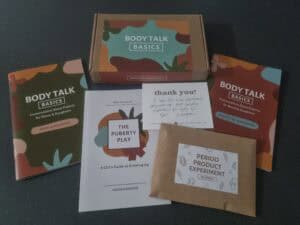 Self-care educational kits for moms and daughters about puberty and growth.