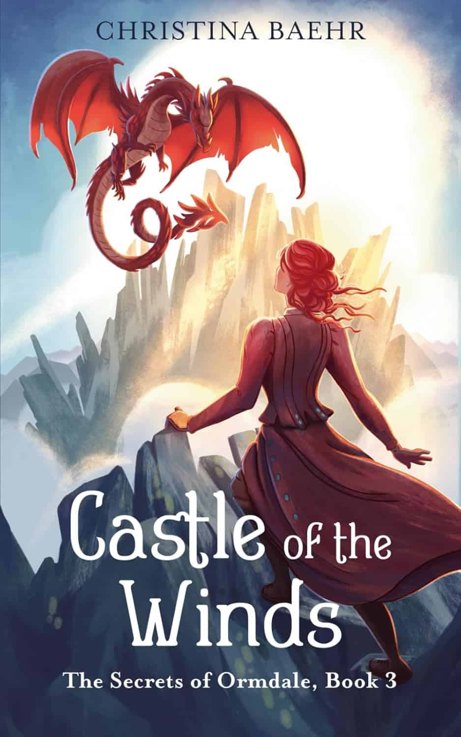 1. Dragon flying above mountain with girl, fantasy novel, Christian themes, No Higher Calling.