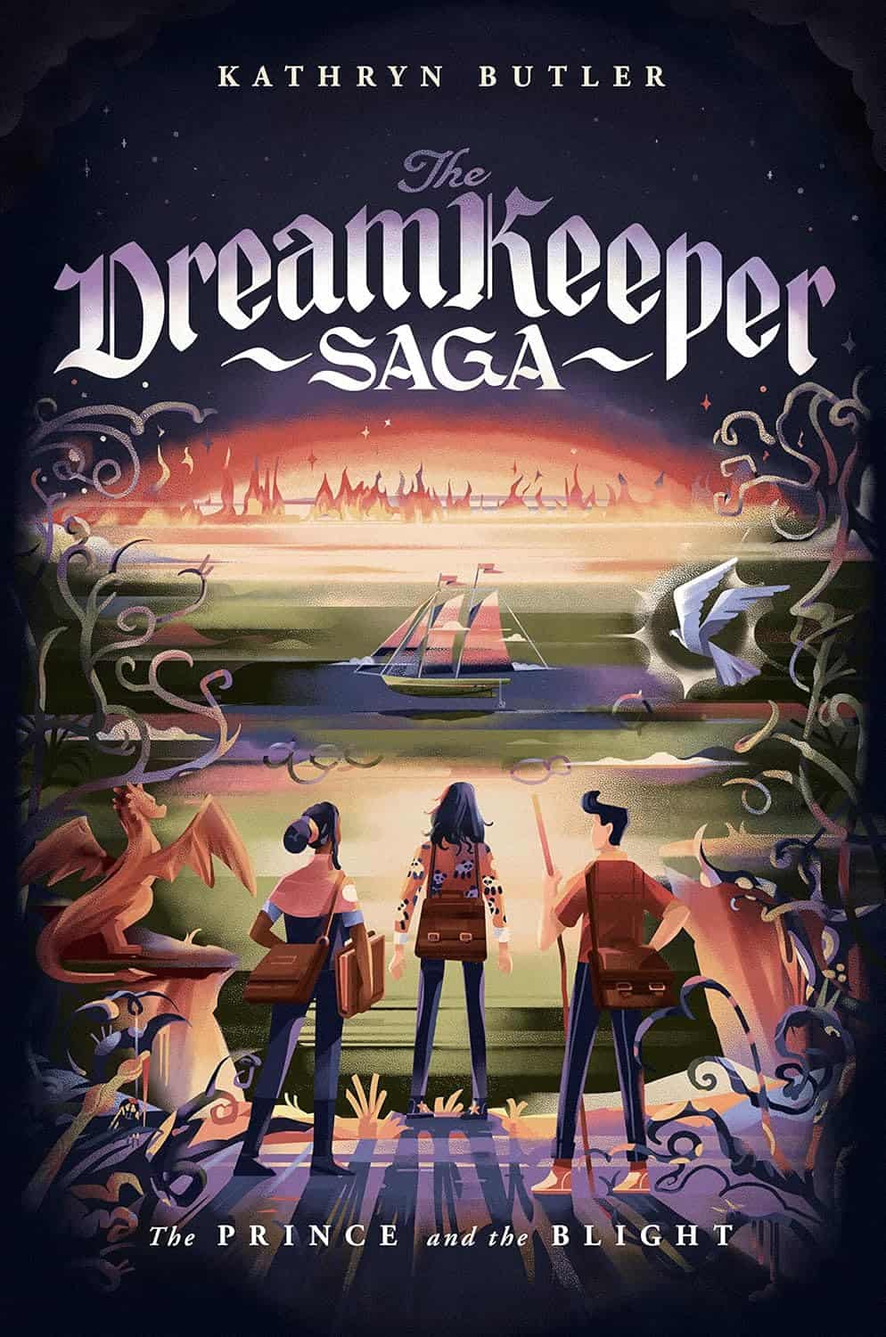A mysterious scene from "The DreamKeeper Saga" with three young explorers heading toward an epic adventure.